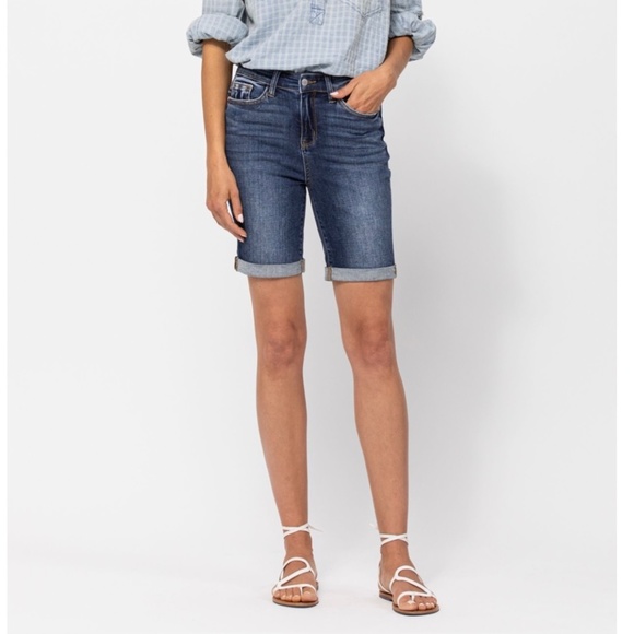 Judy Blue Pants - JUDY BLUE HI-RISE CUFFED BERMUDA SHORTS